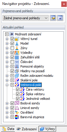 Navigátor projektu, Pole vektorů